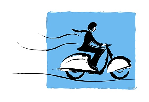 男人,摩托车,插画