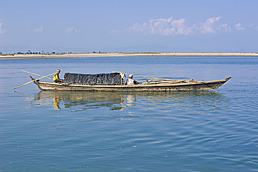 小,划艇,雅鲁藏布江,河,阿萨姆邦,东北方,印度,亚洲