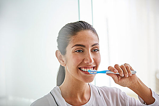 女人,刷牙,牙刷