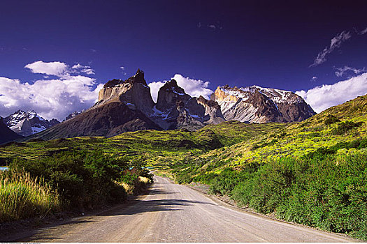 道路,托雷德裴恩国家公园,巴塔哥尼亚,智利