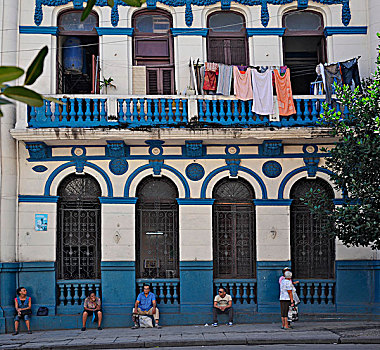 加勒比,古巴,哈瓦那,蓝色,建筑