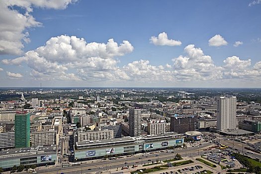 俯视,华沙,宫殿,文化,科学,波兰