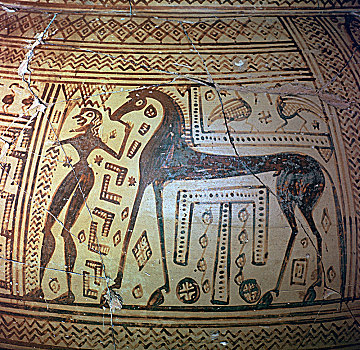 特写,希腊人,几何,时期,花瓶,9世纪,艺术家,未知
