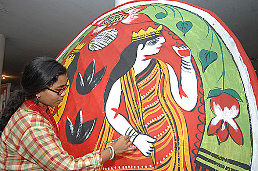 学生,艺术,达卡,大学,制作,准备,新年,节日,孟加拉,2007年