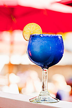玛格丽塔酒,蓝色,高脚杯,咸味,边缘,柠檬,装饰