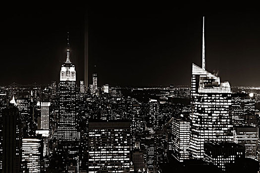 纽约,夜晚,屋顶,风景,城市,建筑