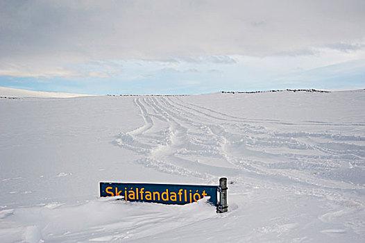 积雪,路标,冰河,冰岛,高地,欧洲