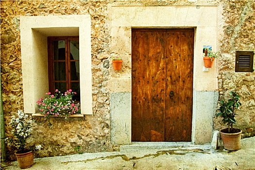 房子,乡村,瓦尔德摩莎,马略卡岛,西班牙