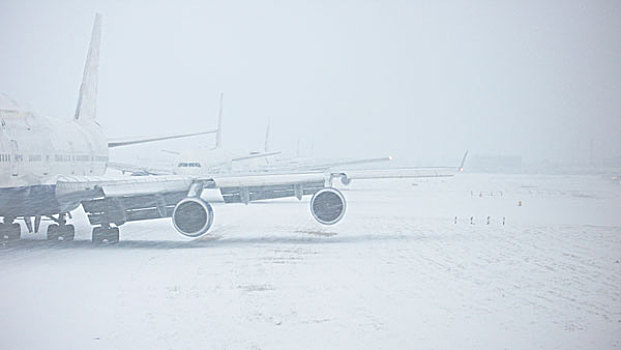 飞机,雪,飞机跑道