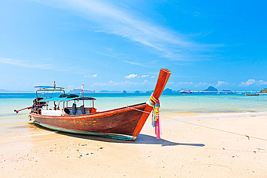 船,热带沙滩,甲米,泰国