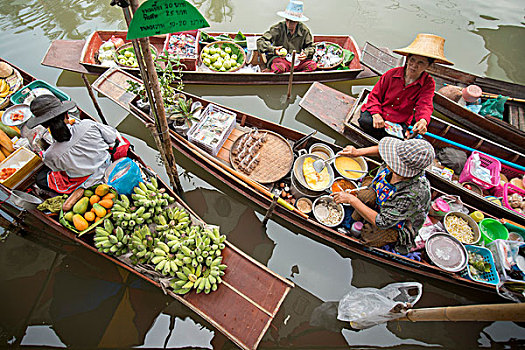 亚洲,泰国,水上市场