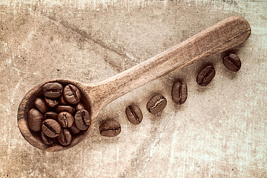 咖啡豆,木勺