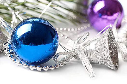 圣诞节,背景,蓝色,球,银,铃
