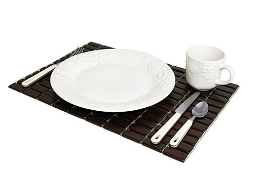 木质,餐具垫,白色,餐盘,布置