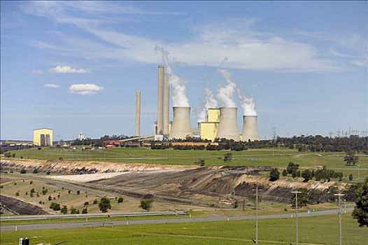 褐色,煤,火力发电站,山谷,澳大利亚