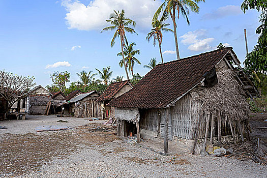 印尼人,房子,小屋,海滩