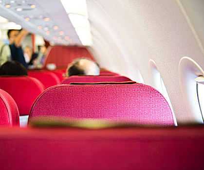 空,飞机,室内,红色,座椅,窗户