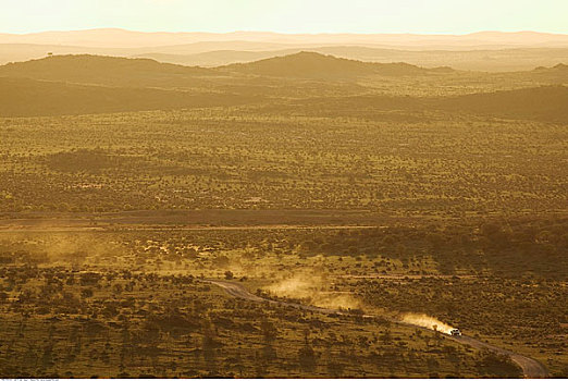 俯视,汽车,沙漠公路,新南威尔士,澳大利亚