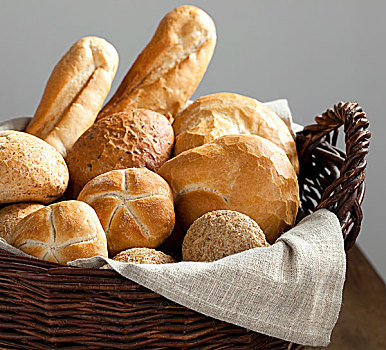 种类,面包卷,面包筐
