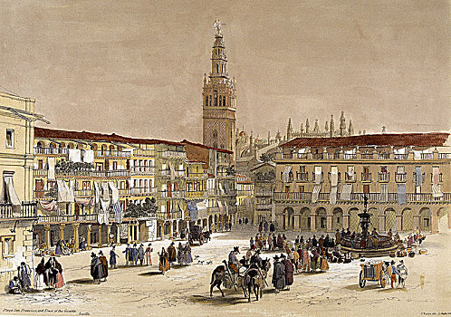 广场,旧金山,塞维利亚,19世纪