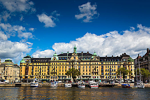 传统建筑,水岸,斯德哥尔摩,瑞典