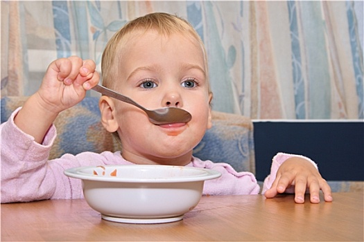 婴儿,吃饭,勺子