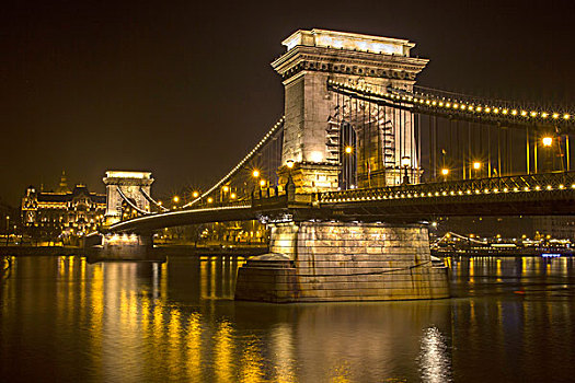 反射,链索桥,布达佩斯