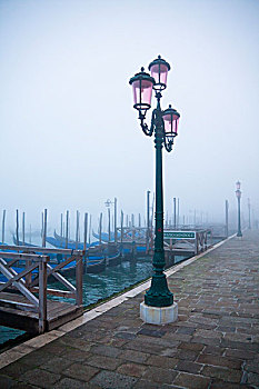 小船,圣马克广场,黎明,威尼斯,威尼托,意大利