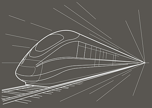 现代电力火车的素描画图片