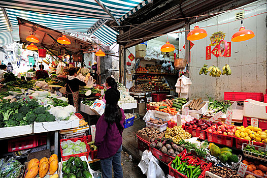 果蔬,街边市场,市中心,香港岛,香港,中国,亚洲