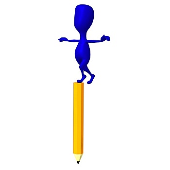 木偶,平衡,大,黄色,铅笔