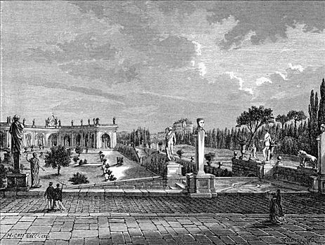 平台,柱廊,别墅,罗马,意大利,1875年
