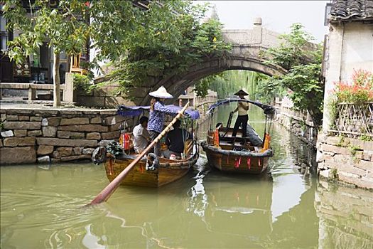 船,水中,乡村,靠近,苏州,中国