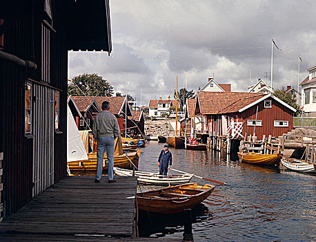 渔村,地区,布赫斯兰,瑞典,艺术家