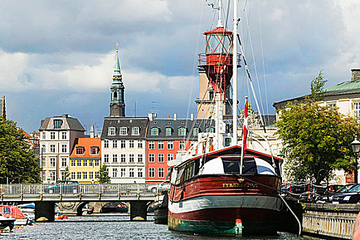 帆船,停泊,哥本哈根,丹麦