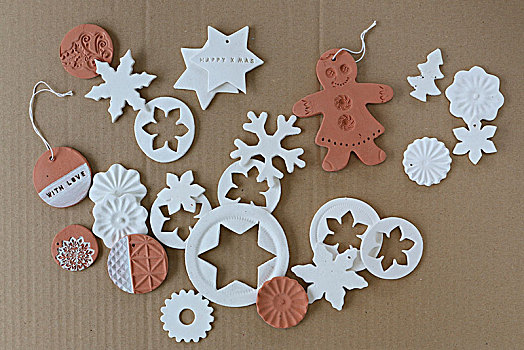 粘土,圣诞装饰,白色,赤陶,纸板