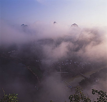 桂林,山水,兴坪,璃江,云海,云雾,天空
