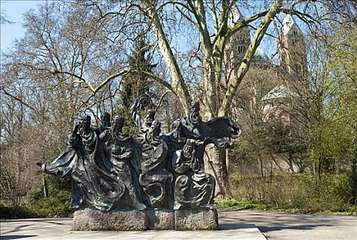 雕塑,大教堂,花园,传说,白日梦,施佩耶尔,莱茵兰普法尔茨州,德国,欧洲
