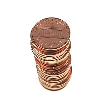 美元,硬币,1分,小麦,便士,分币,隔绝