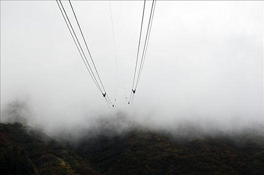 钢铁,绳索,铁路,雾,瑞士