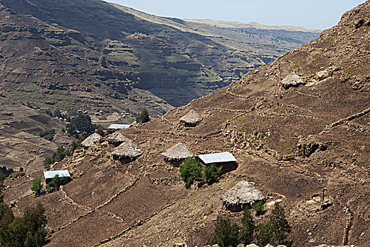 埃塞俄比亚,房子,小村庄,塞米恩国家公园