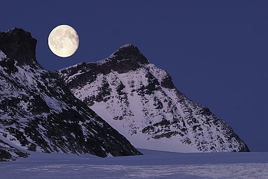 斯堪的纳维亚,挪威,积雪,山峦,月亮,背景