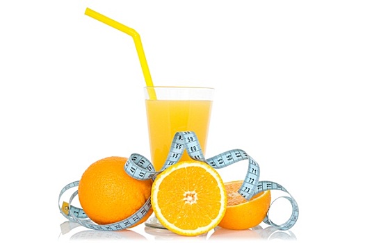 果汁,橘子,卷尺