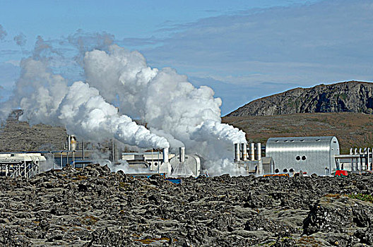 冰岛,蓝色泻湖,地热发电站