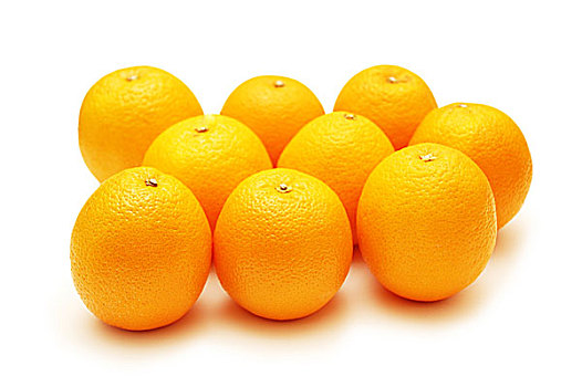 橘子,放置,排,隔绝,白色背景