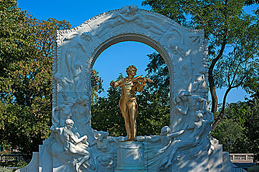 纪念建筑,作曲,约翰施特劳斯,市立公园,维也纳,奥地利,欧洲