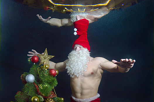 水下,圣诞节,圣诞老人,敖德萨,乌克兰,东欧