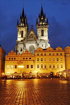 老城广场,泰恩教堂,世界遗产,布拉格,捷克共和国,欧洲