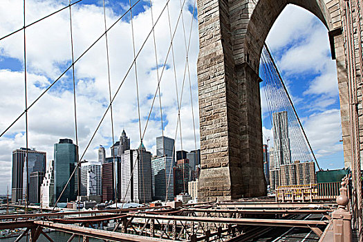 布鲁克林大桥,纽约,天际线,美国