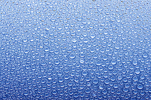 水滴,玻璃盘,蓝色背景